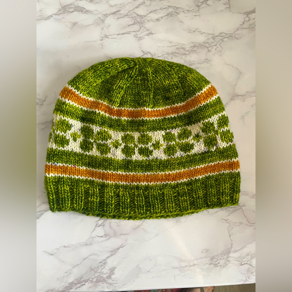 Merino Wool baby Hat Four Leaf Clover Fair Isle Handmade hat